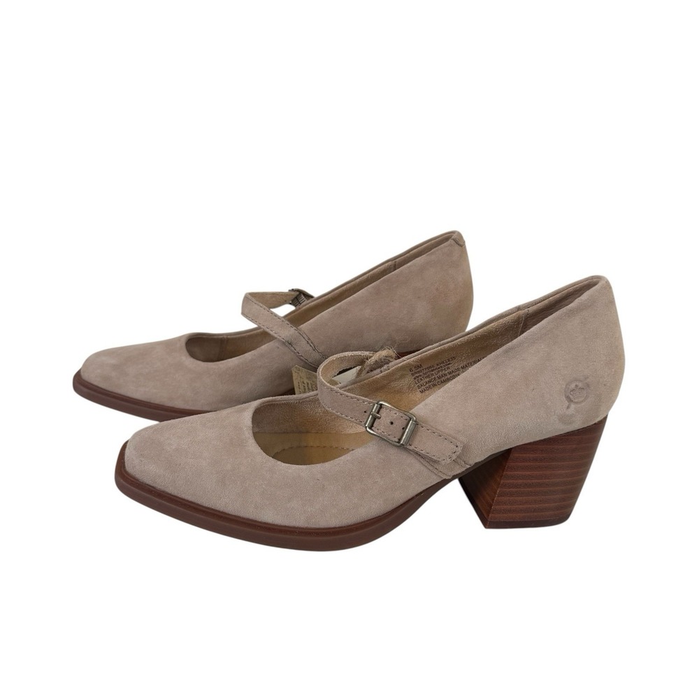 Born Adelphi Suede Snip Toe Mary Jane Pumps Beige Suede 6.5M Neutral Minimalist